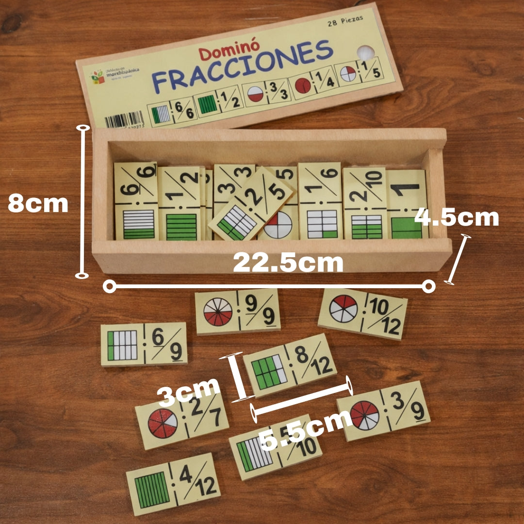 Domino de Fracciones / Didáctico de Madera