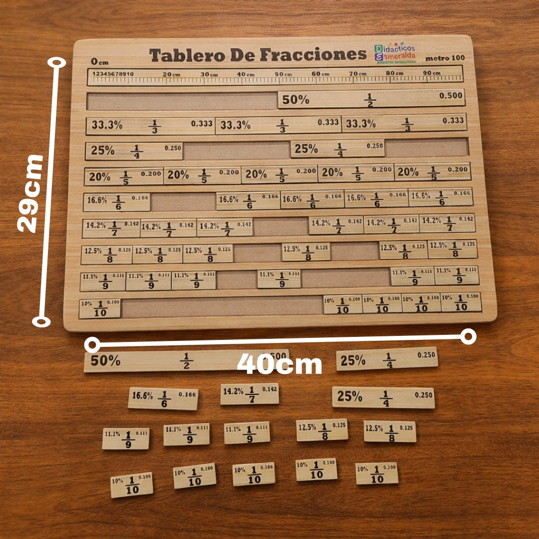 Tablero didáctico de Madera / Fracciones