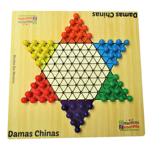 DAMAS CHINAS DE MADERA ESMERALDA 25X25CM