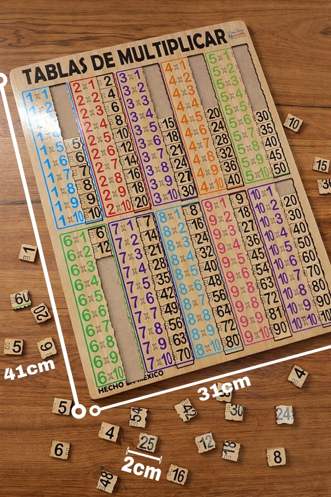 Aprende y diviértete con las tablas / Tabla de multiplicaciones de madera
