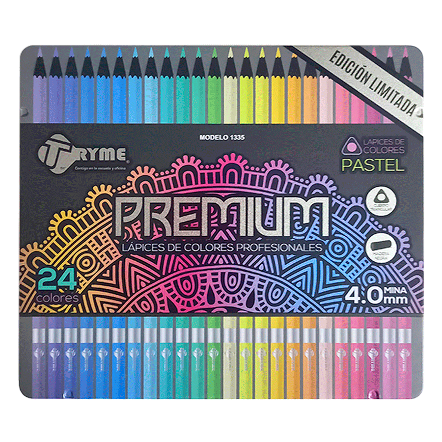 TRYME PREMIUM COLORES PASTEL 24 PZAS