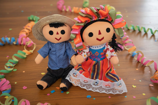 Muñeca de Trapo Artesanal Mexicana Lele & Panchito (25cm) / Mayoreo 6 piezas