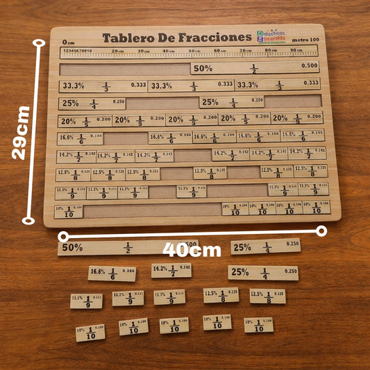 Tablero didáctico de Madera / Fracciones