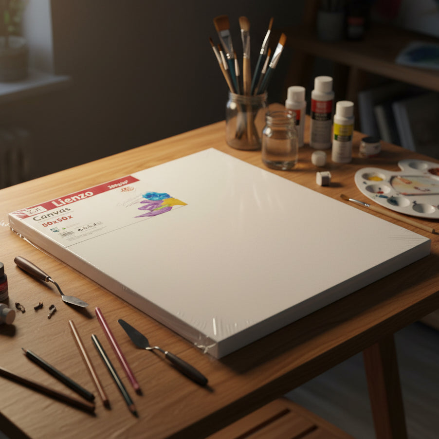 Kit de Lienzos Canvas Cuadrados Grandes + Paquete de pinceles
