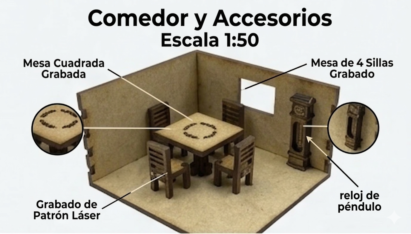 Kit Muebles Maqueta 1:50 Casa Media +50 Pzs