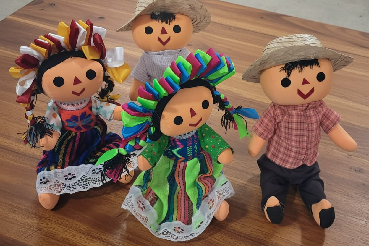 Muñeca de Trapo Artesanal Mexicana Lele Otomí & Panchito (25cm)