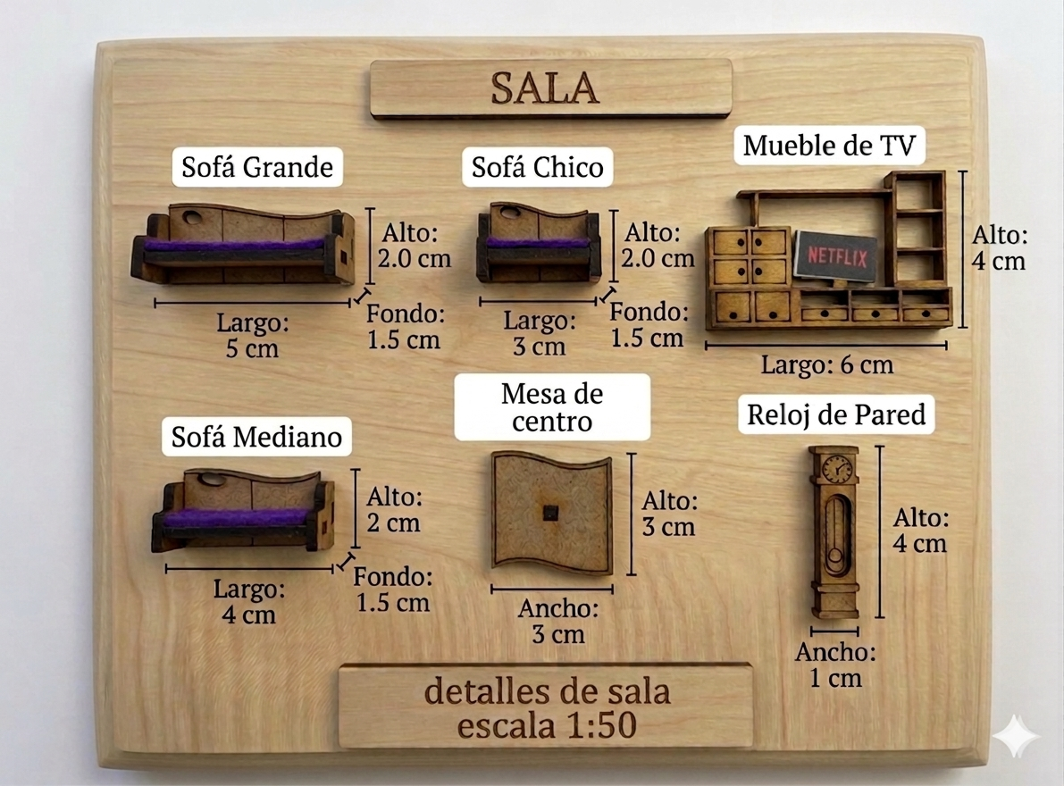 Kit Muebles Maqueta 1:50 Casa Avanzada +80 Pzs