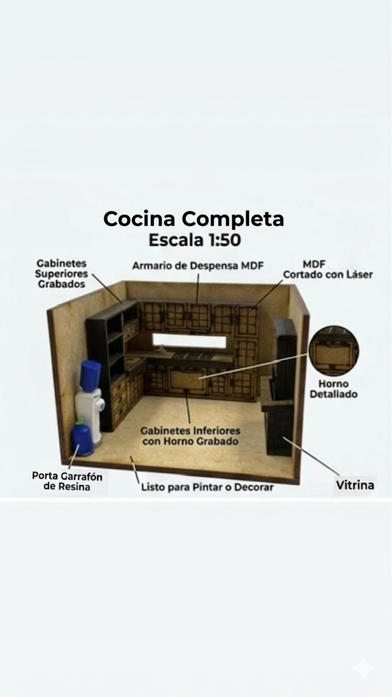 Kit Muebles Maqueta 1:50 Casa Media +50 Pzs