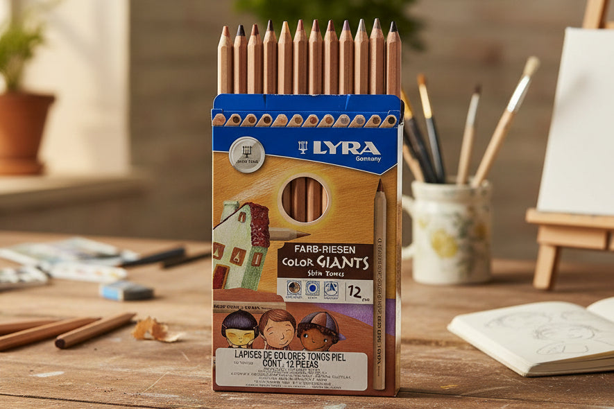 LAPICES DE COLORES EN TONOS PIEL LYRA 12PZ