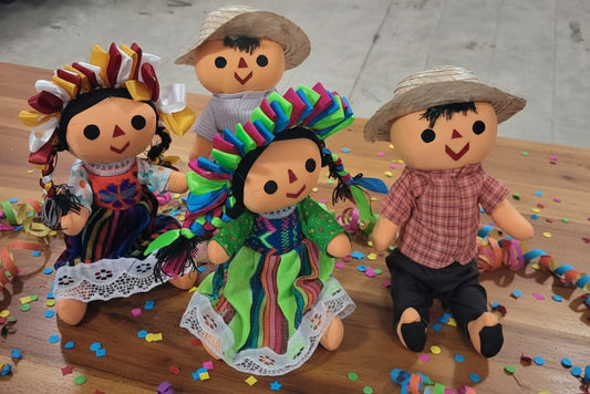 Muñecos de Trapo Artesanal Mexicanos Panchito & Lele (30cm) / Mayoreo 6 piezas