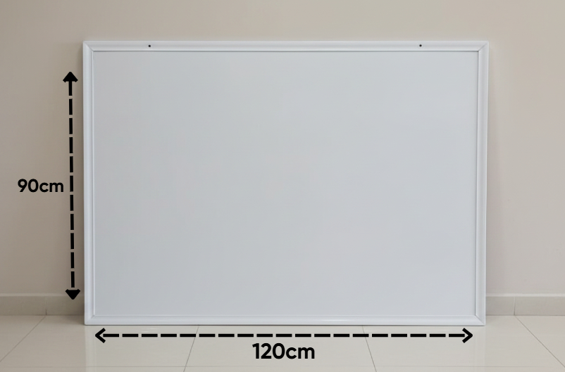 Pizarrón Blanco Reforzado con Plumones 90cmX120cm