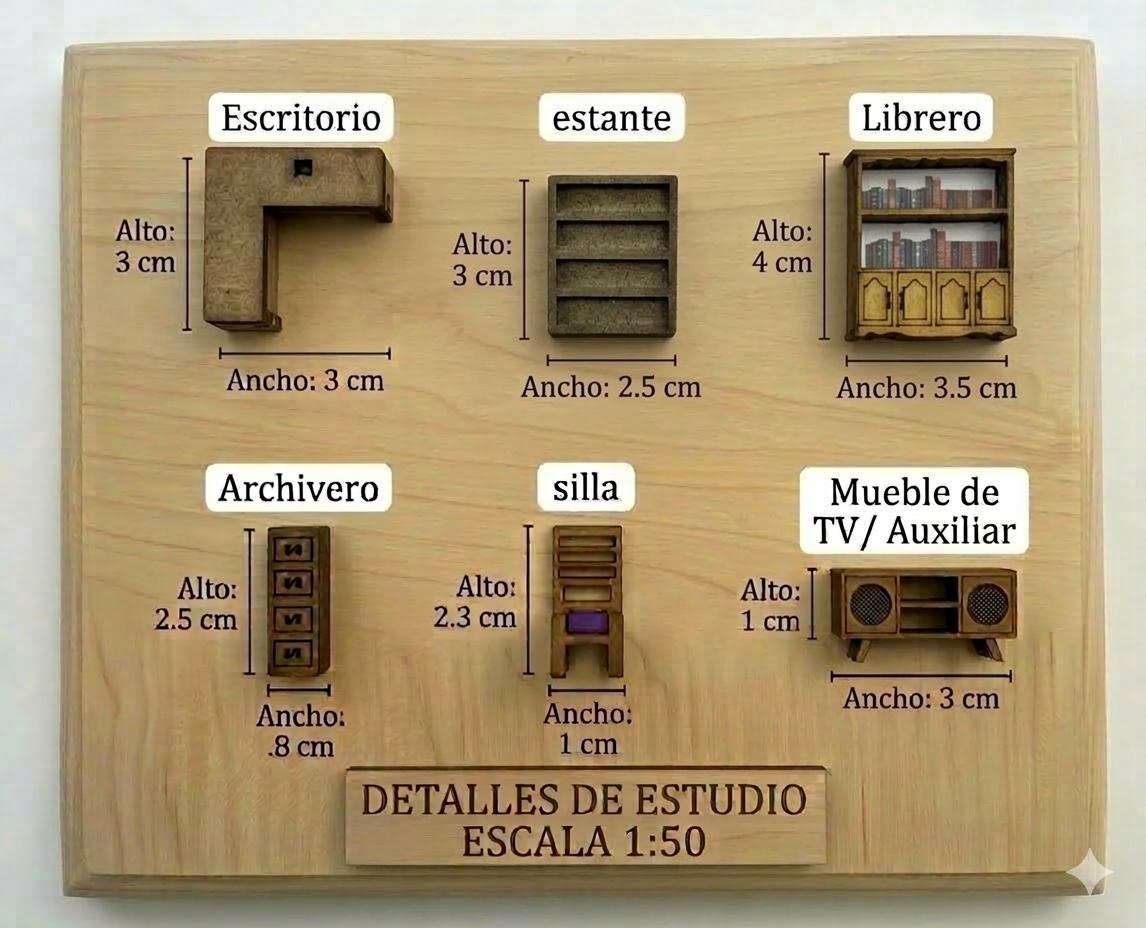 Kit Muebles Maqueta 1:50 Casa Media +50 Pzs