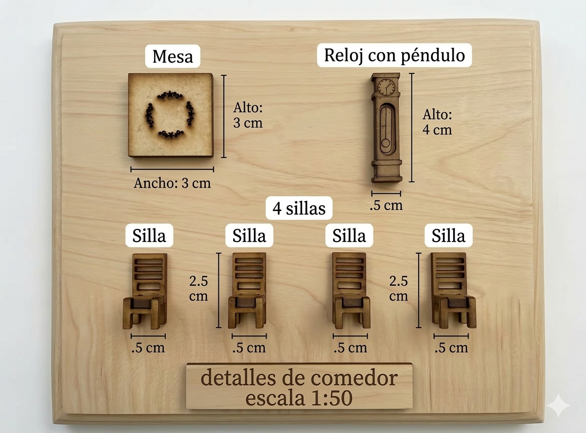 Kit Muebles Maqueta 1:50 Casa Media +50 Pzs