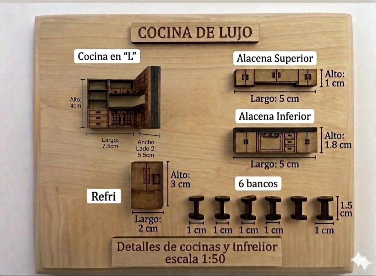 Kit Muebles Maqueta 1:50 Casa Avanzada +80 Pzs