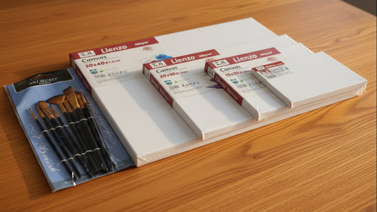 Kit de Lienzos Canvas Rectangulares + Paquete de Pinceles