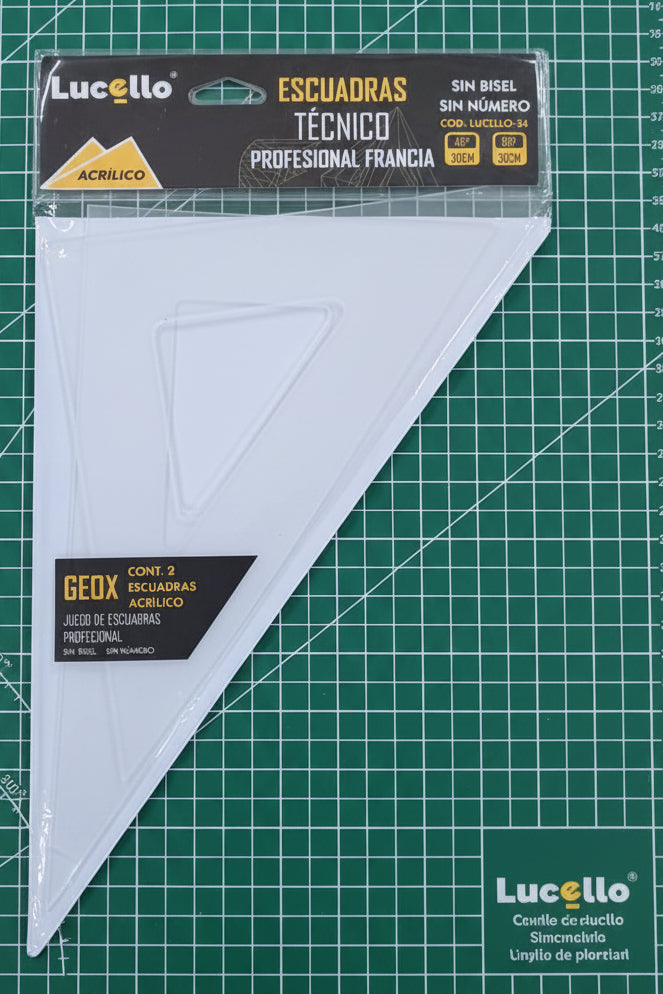 Escuadras Profesionales de Acrílico Lucello 30cm (12pz.)