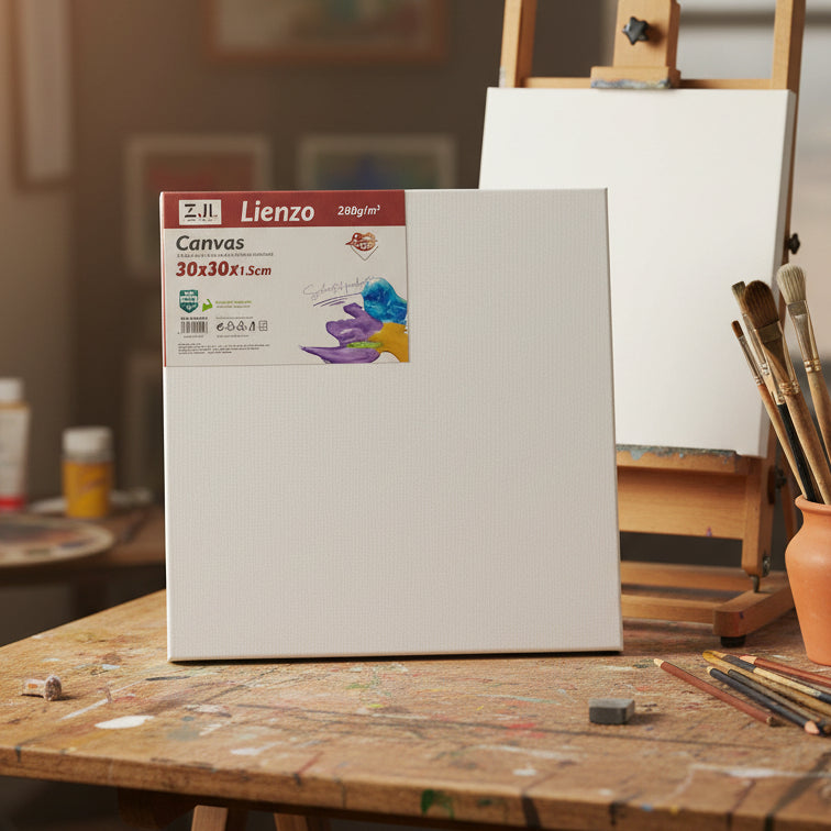 Kit de Lienzos Canvas Cuadrados Grandes + Paquete de pinceles