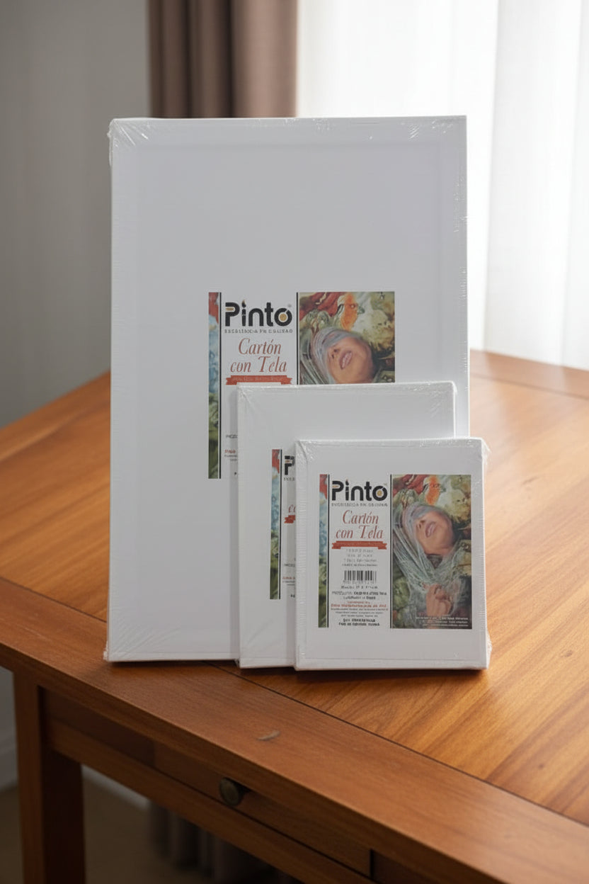 Cartón con Tela pinto Blanco (pack con 3 piezas)