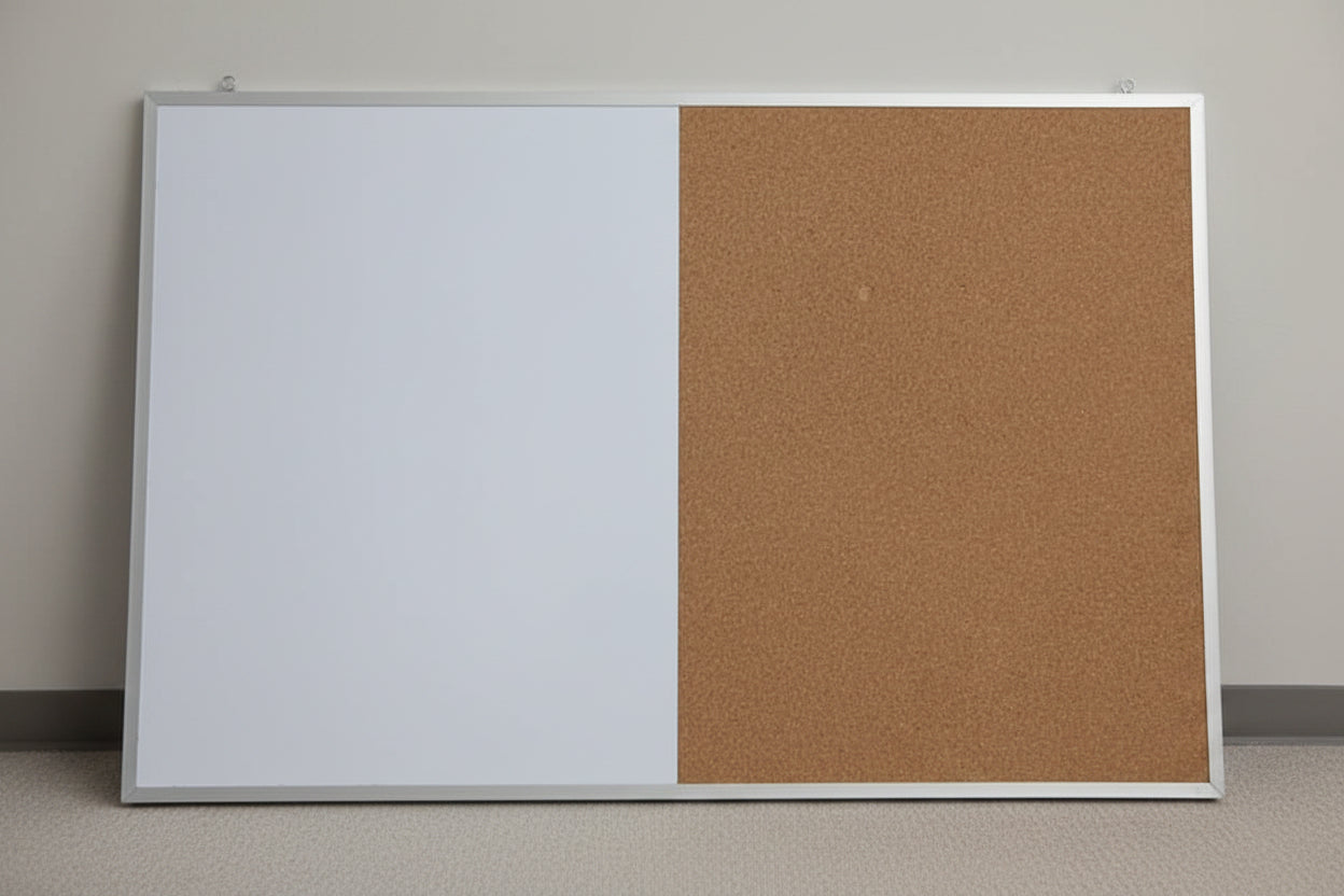 Pizarron Mixto Blanco y Corcho 60cmX90cm