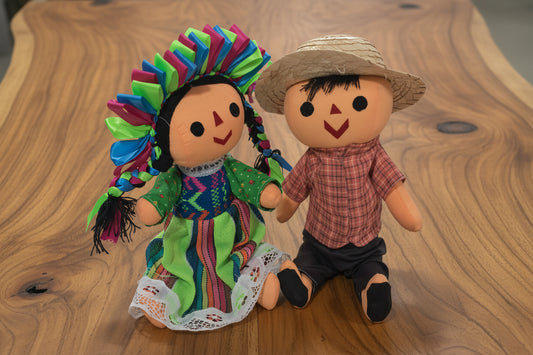 Muñecos de Trapo Artesanal Mexicano Panchito & Lele Otomí (30cm)