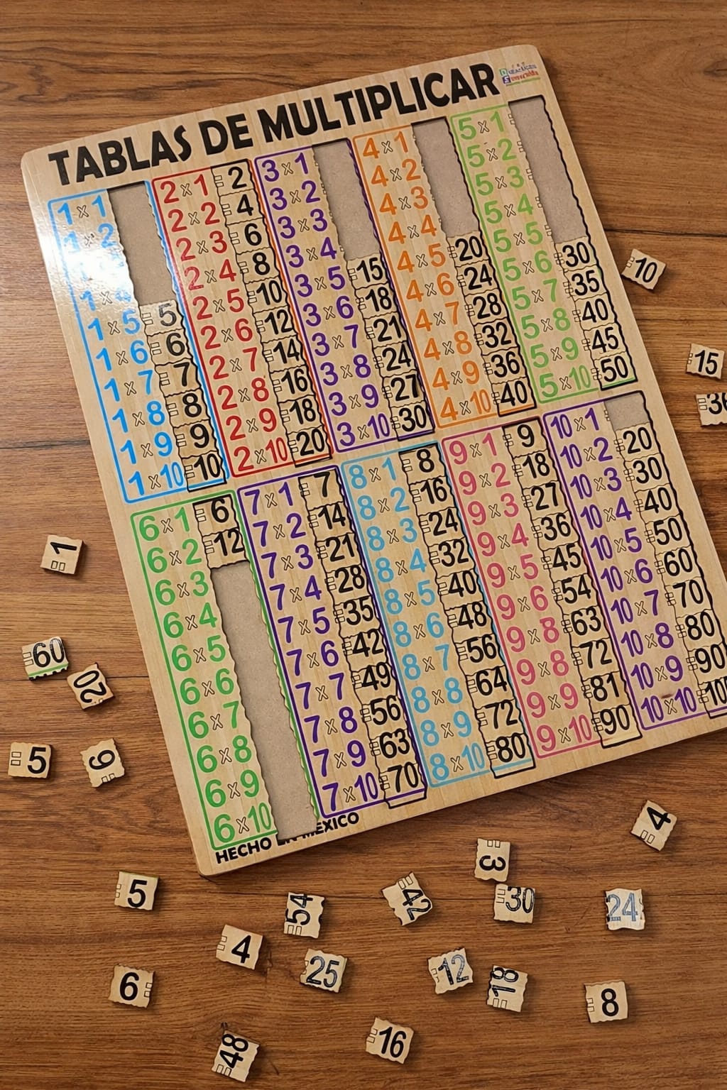 Aprende y diviértete con las tablas / Tabla de multiplicaciones de madera