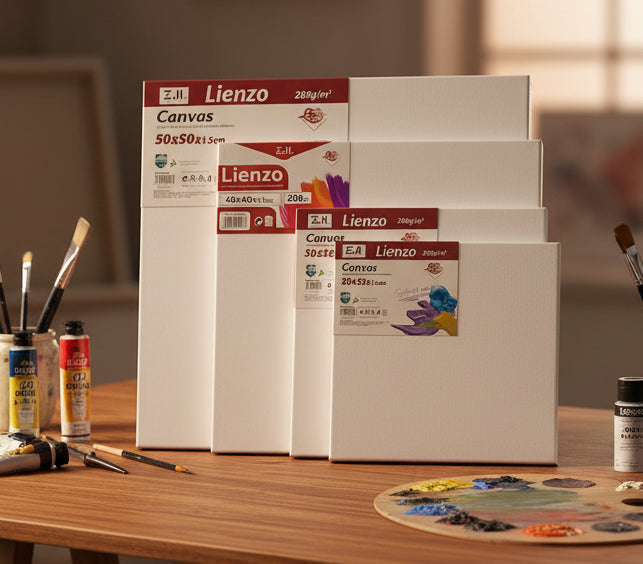 Kit de Lienzos Canvas Cuadrados Grandes + Paquete de pinceles